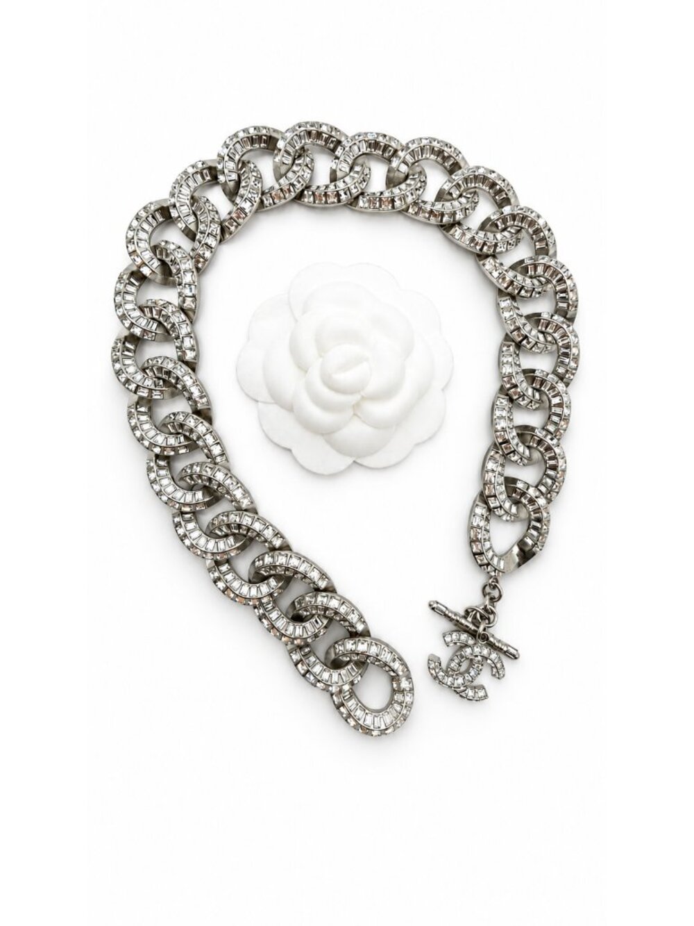 CHANEL STRASS CURB CHAIN CHOKER SHORT NECKLACE